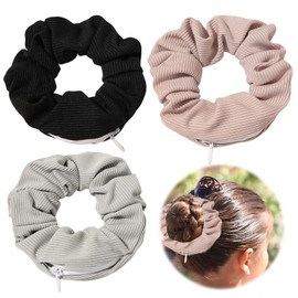 Pack of 3 Hair Bobbles with Money Hiding Place and Hidden Safe, Colourful Scrunchies Velvet Hair Scrunchies, Travel Gadgets for Women, Rubber Bands, Hair Bands, Elastic Colourful Hair Accessories for