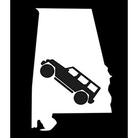SixtyTwo24 Alabama State with 4x4-5" Decal {White}- ALFunny Sticker, Off Road Sticker, Offroad, Trail Crawler Rock Crawler