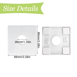 UFURMATE Pipe Wall Covers, 2Pcs ABS Plastics Square Escutcheon Plates Self-Adhesive Pipe Plate Covers Decorative Shower Pipe Covers for 28mm Diameter Pipe Tube Decoration (White)