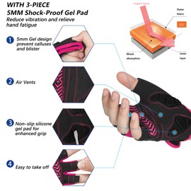 MOREOK Full Finger Winter Ski Thermal Reflective Stripe Cycling Gloves Touch Screen & Slicon Pading Motorcycle Bicycle Bike Sport Warm Gloves Outdoor Driving Men/Women (020FPink, M)