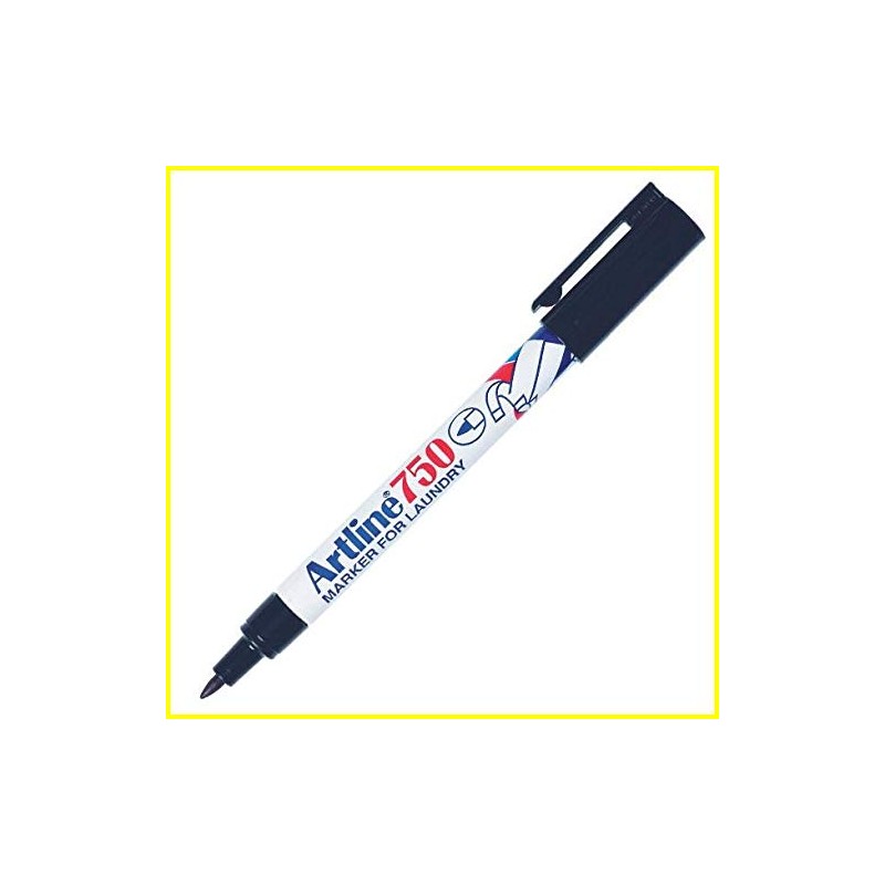 3 x Artline Laundry Marker Waterproof Ek-750, Black Ink 0.7mm