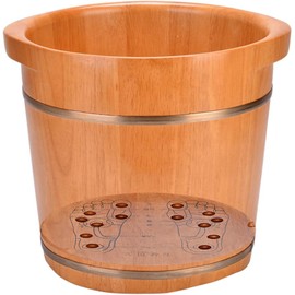 Foot Tub Solid Rubber Wood Foot Basin Tub Bucket for Foot Bath Pedicure Bowl with Lid with Massager Foot Bath Wooden Bucket
