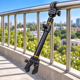 Double Head Thickened Mechanism Clamp Riding Selfie Stick – Telescopic Extension Rod with Fixed Clip and 360-Degree Universal Gimbal Joint
