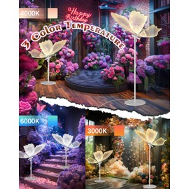 TACAHE Butterfly Floor Lamp - 3 Color Temp & Dimmable - Inline Cord Switch - Wedding Decoration - Atmosphere Lighting for Banquet, Birthdays, Party - (27" Wings / 70" Height) - 20W - 1 Pack