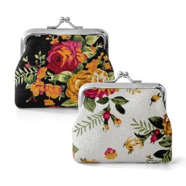 Kiss-lock Coin Purse for Girls Women Floral Vintage Mini Change Purses Kids Cute Small Coin Pouch Tiny Coin Wallet Key Holder