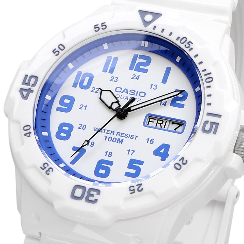 Casio MRW-200 Men's Standard Quartz Watch, Gloss White x Blue