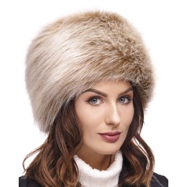 Futrzane Classic Cossack Hat - Faux Fur Hats for Women - Warm Furry Russian Hat (S, Light Brown Classic)
