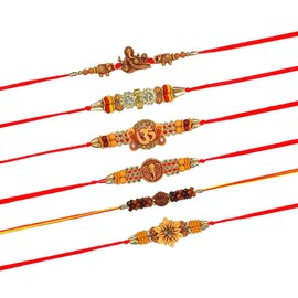Tuelip Set of 6 Rakhi for Brother Bhai Rakshabandhan Rakhee Thread for Your Bhai Rakhi Threads Raksha Bandhan Gift,Wrist Bands for Loving Sibling