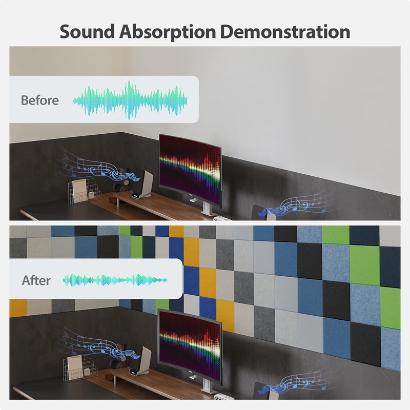 Amantech 12 Pack Acoustic Panels Self Adhesive Sound Proof Foam,
