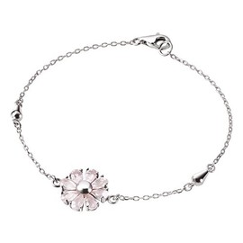 Franki Baker Delicate Daisy Flower Bracelet Pink Rose Quartz Crystal on 925 Sterling Silver. Chain: 18cm. Flower Size:1.5cm. Comes in Pretty Box.