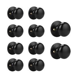 Probrico Dummy Door Knob One Side Black Door Knob Non-Locking/Latch Round Ball Knob Single Inactive Door knobs Decorative Door Handles 10 Pack