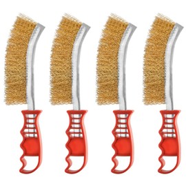 Wire Brush, 4 Pcs Wire Brushes For Cleaning, Steel Brushes For Cleaning Apply For Cleaning Of Wood, Masonry, Paint & Grime Removal, Grills, Tiles, Wood Wirebrushes (Red)