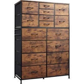 WLIVE Tall Dresser for Bedroom, Fabric Dresser Storage Tower with 16 Drawers, Chest of Drawers Organizer Unit, Storage Cabinet - Color: Charcoal Black