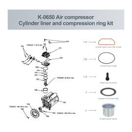 Thaekuns K-0650 Air Compressor Cylinder Sleeve and Compression Ring Kit, Cable Air Compressor Service Kits for Craftsman DeVilbiss Porter Cable Compressor-2 Pack