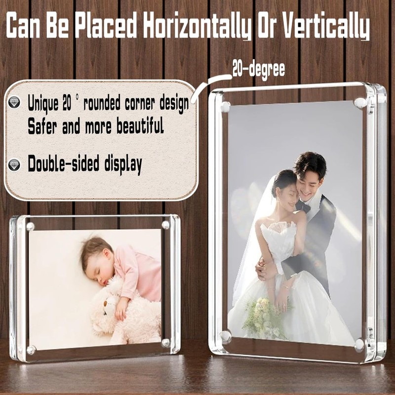 EKINIYAR 5x7 Acrylic Picture Frames, 20% Thicker Block, Clear Picture
