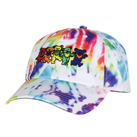 Bioworld Grateful Dead Embroidered Dancing Bears Tie-Dye Adjustable Snapback Adult Dad Hat Cap OSFM Multicolored