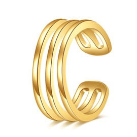 14K Gold Ear Cuff Earrings Non Piercing Cartilage Earring Hypoallergenic Jewelry Birthday Gifts for Women, One-piece (Triple Ear Cuff)