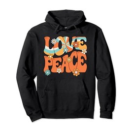 Love Peace Hippie Theme Party 60s 70s Outfit Men Women Kids Pullover Hoodie