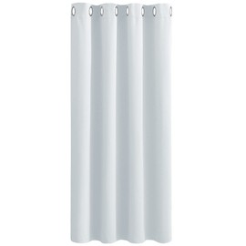 PONY DANCE Blackout Curtain - Thermal 54 Drop Short Curtain for Small Window Room Darkening Eyelet Curtain for Bedroom, 1 Piece, 52-inch Wide by 54-inch Drop, Greyish white