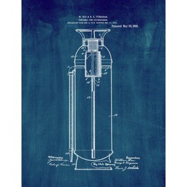 Portable Fire-extinguisher Patent Print Midnight Blue (5" x 7") M10200