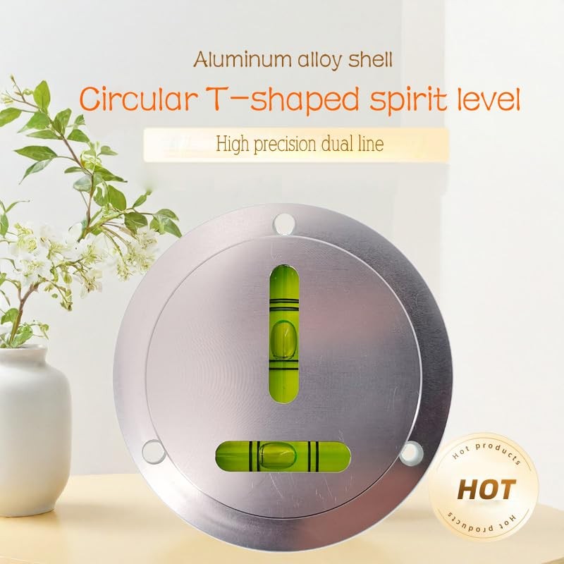 Metal flange circular horizontal bubble T-shaped XY axis bidirectional level,