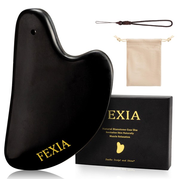 FEXIA Gua Sha Gift for Women Facial Tools Natural Black