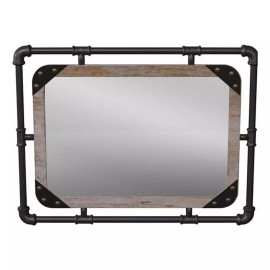 Furniture of America Gee Industrial Metal Wall Mirror in Antique Black