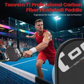 Toovem Pro Pickleball Paddle – Carbon Fiber Pickleball Paddle with T700 Layers & Polypropylene Core, Lightweight Professional Pickle Ball Racket for Power & Control, Whole Set with 2 Balls & Bag
