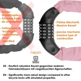 nean Bicycle Chain Lock with a Number Bicycle Chain Lock, Number Code Combination Lock, Steel Chain Links, 6 mm x 900 mm, 6mm x 900mm