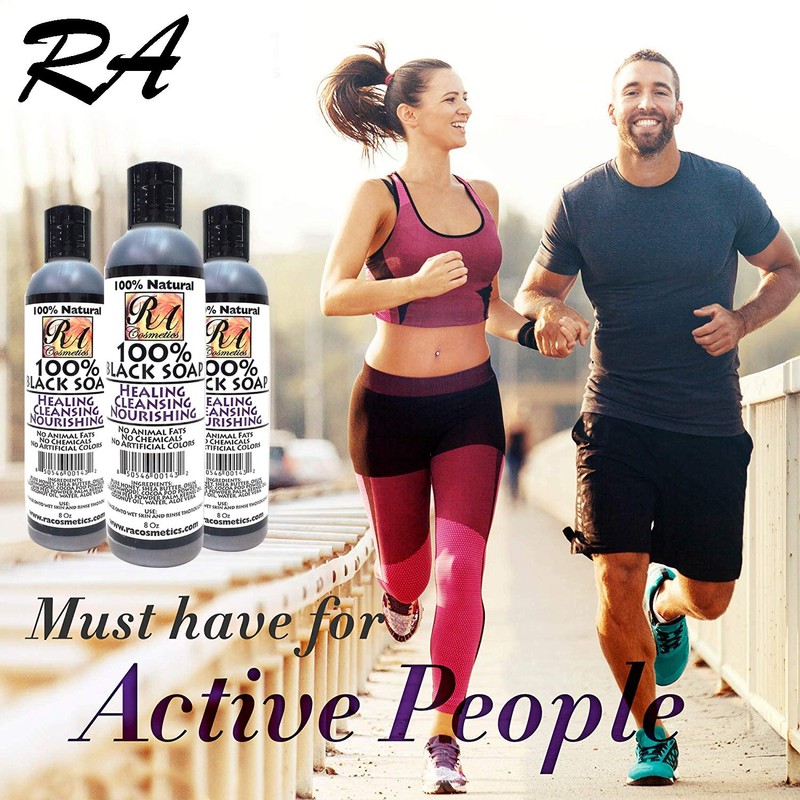 RA COSMETICS 100% African Liquid Natural Black Soap - 8