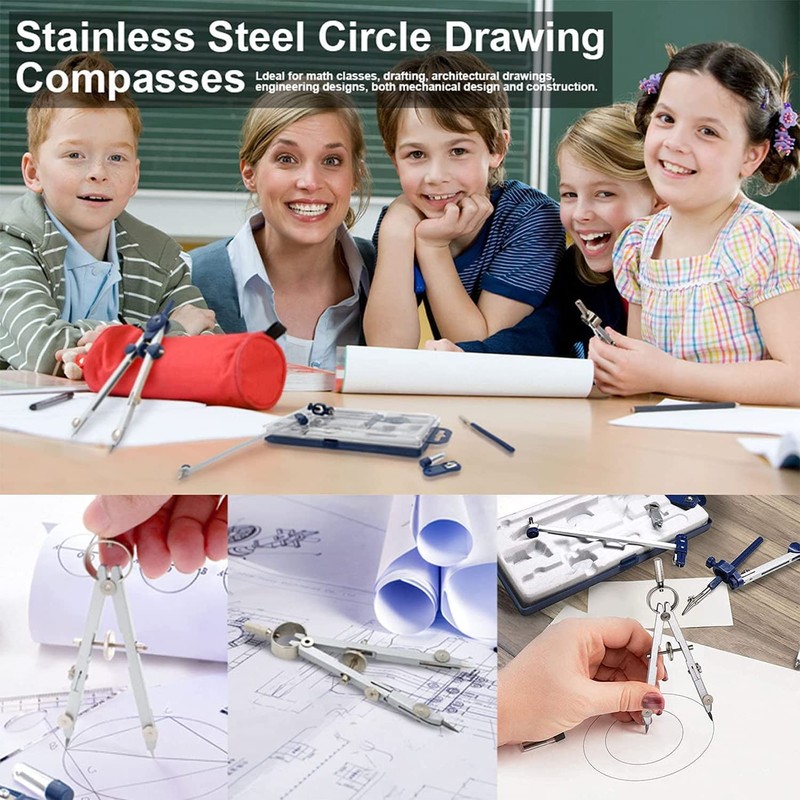 Geometry Set 7 Pcs Professional Compass Set Math Compass Drawing