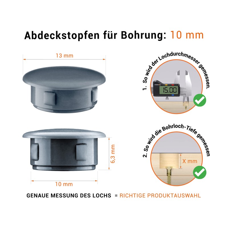 Cover plugs, blanking plugs, plastic cap., anthracite, plug for fixing
