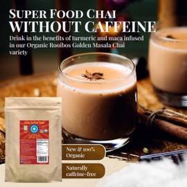 Blue Lotus Chai - Golden Rooibos Masala Chai - Makes 530 Cups - 1 Pound Bulk Bag Masala Spiced Chai Powder with Organic Spices - Instant Indian Tea No Steeping - No Gluten