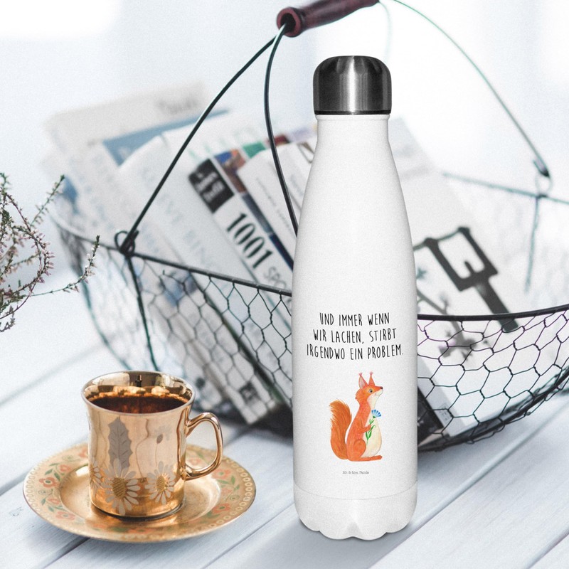 Mr. & Mrs. Panda Thermos Flask, Squirrel Flower, Gift, Good