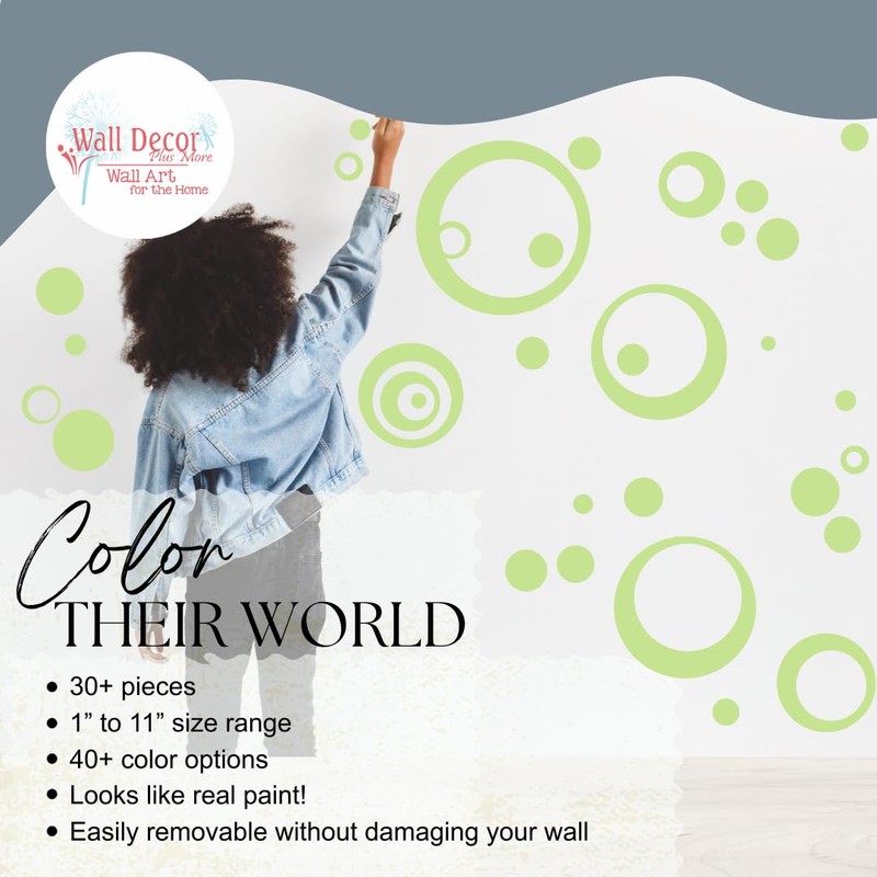 Key Lime Green Wall Vinyl Sticker Decal Circles, Bubbles, Dots