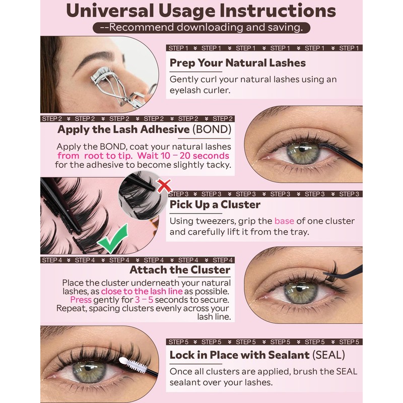 Fluffy Manga Lash Clusters Kit, Natural Wispy Cluster Eyelash Extensions,