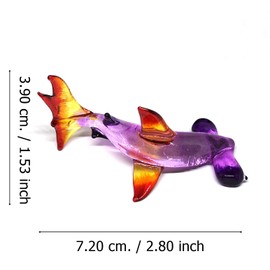 ZOOCRAFT Hammerhead Shark Figurine Blown Glass Sealife Collectible Miniature Aquarium Decor 1.6 x 2.8 x 1.5 inches Purple