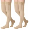 Sosation 2쌍 지퍼 압박 양말 허벅지 높이 20-30mmhg 클로즈드 토