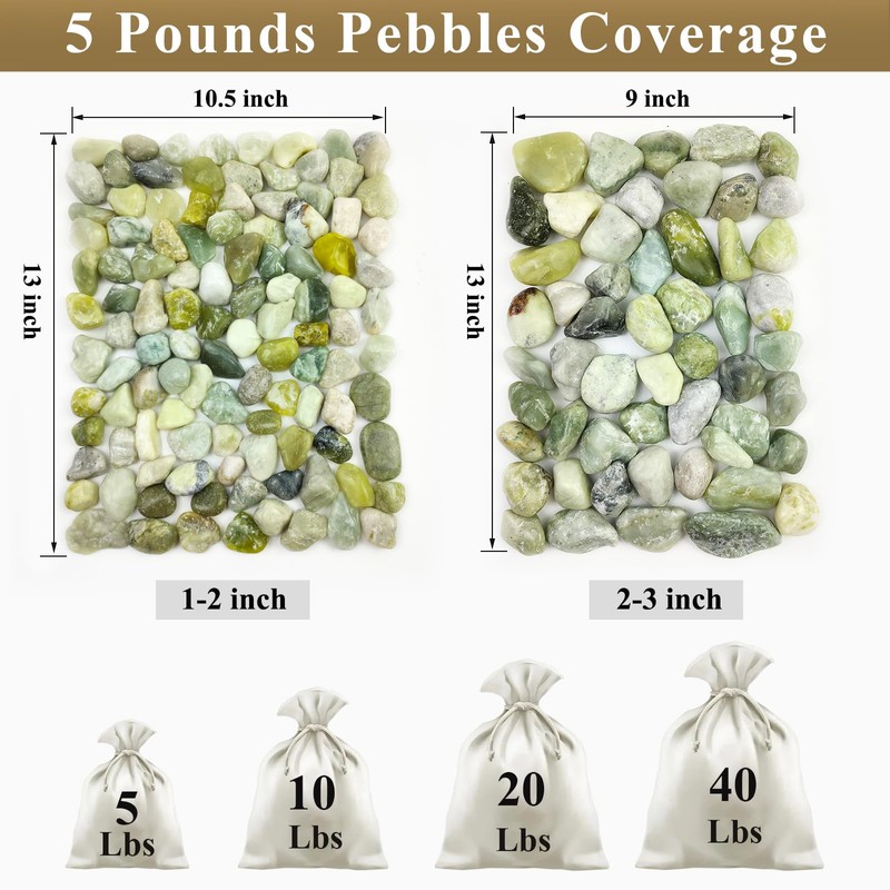 FANTIAN 20 lbs Jade Rocks for Landscaping, 1-2 Inch Decorative