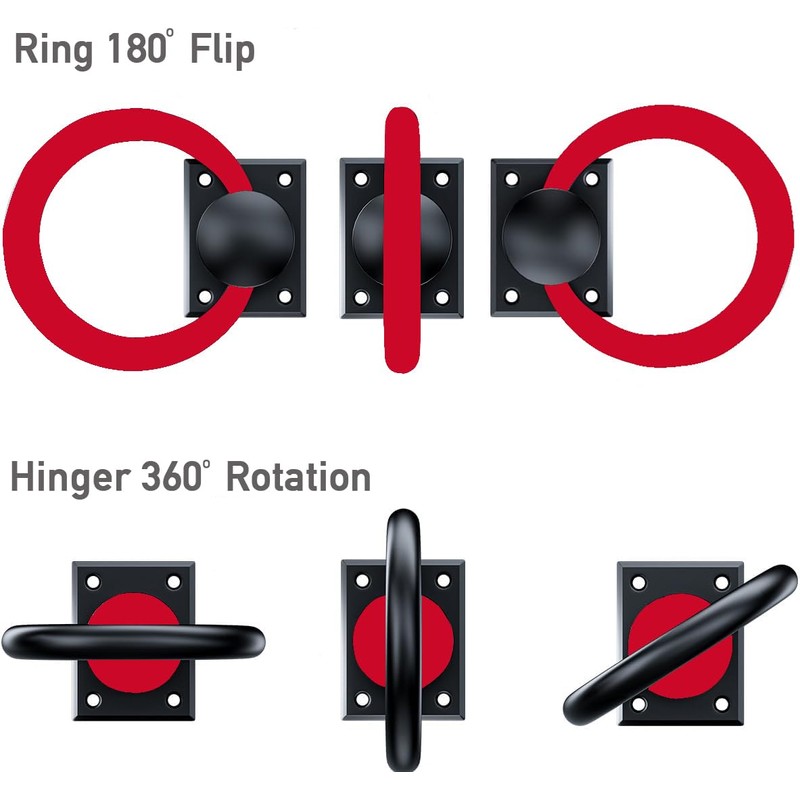 trust4care 3-3/4" Matte Black Rotating Barn Door Pull Handle, Flush