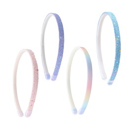 4 Stück Glitzer-Haarband, Multi-Stil Haarbänder für Männer Frauen, Glitzernd Konfetti Regenbogen-Haarbänder mit Zähnen für Kleine Mädchen