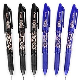 Pilot FRIXION Ball Erasable Rollerball Pen - 1.0mm Broad Tip - Pack of 6 - Black and Blue Ink