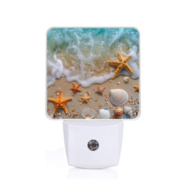 Sea Star and Shell Plug Night Light,Beach Nightlight Plug into Wall,LED Lamp,Suitable for Bedrooms,Kitchens,Toilets,Etc.Auto Sensor Dusk to Dawn,Energy-Saving