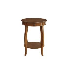 Homeroots 24" Brown Solid Wood Round End Table With Shelf