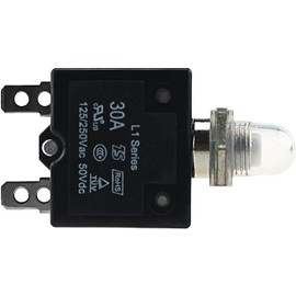 5pcs Push Button Reset 30A Circuit Breakers with Quick Connect Terminals and Waterproof Button Cap