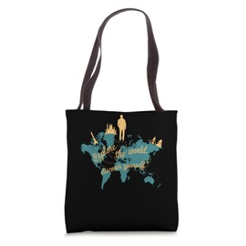 World Map with Explorer Quote for Adventurers Tote Bag