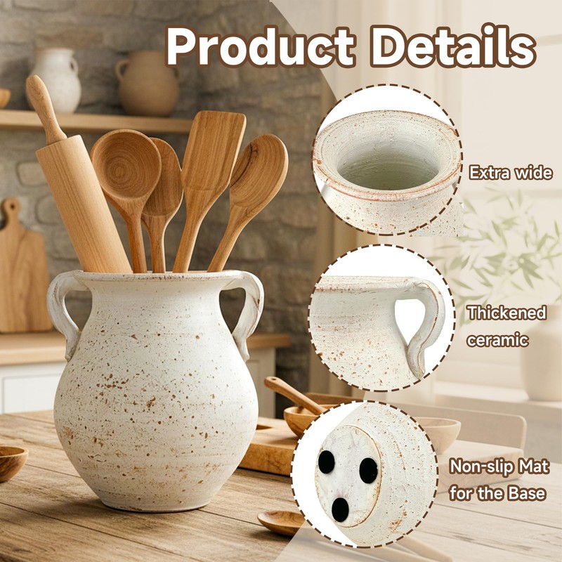 Rustic Kitchen Utensil Holder for Kitchen Countertop,7.6 In