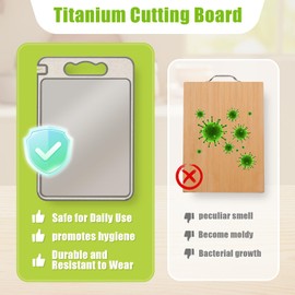 AGIgear Titanium Cutting Boards for Kitchen,Dual-Sided Pure Titaniums with Wheat Straw PP Cutting Board -Non-Slip,Knife-Friendly Kitchen Essential for Meat,Vegetables & Chef-Food Grade