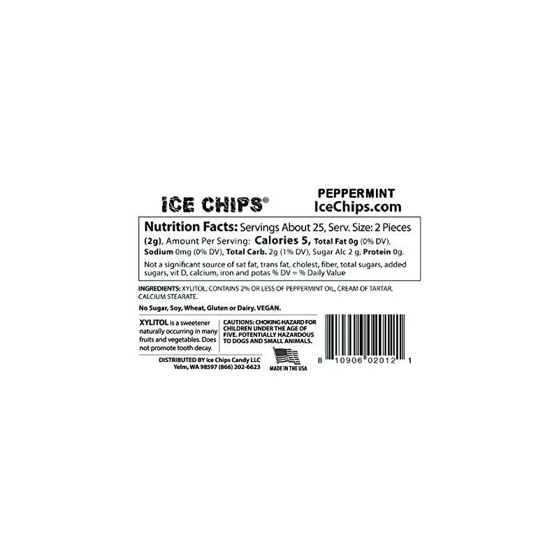 ICE CHIPS Xylitol Candy 6 Tins (Minty Pack); Low Carb,