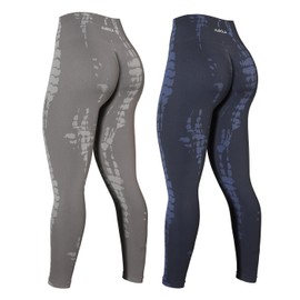 AUROLA Serpent 2 Pieces Pack Set Seamless Scrunch Workout Leggings for Women Active Gym Pants,Pack (Dark Grey + Mocha),S